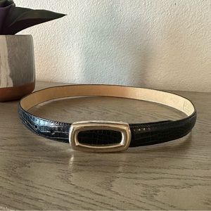 Brighton Classics Callaway Golf Black Crocodile Leather Belt Chrome Buckle M/30